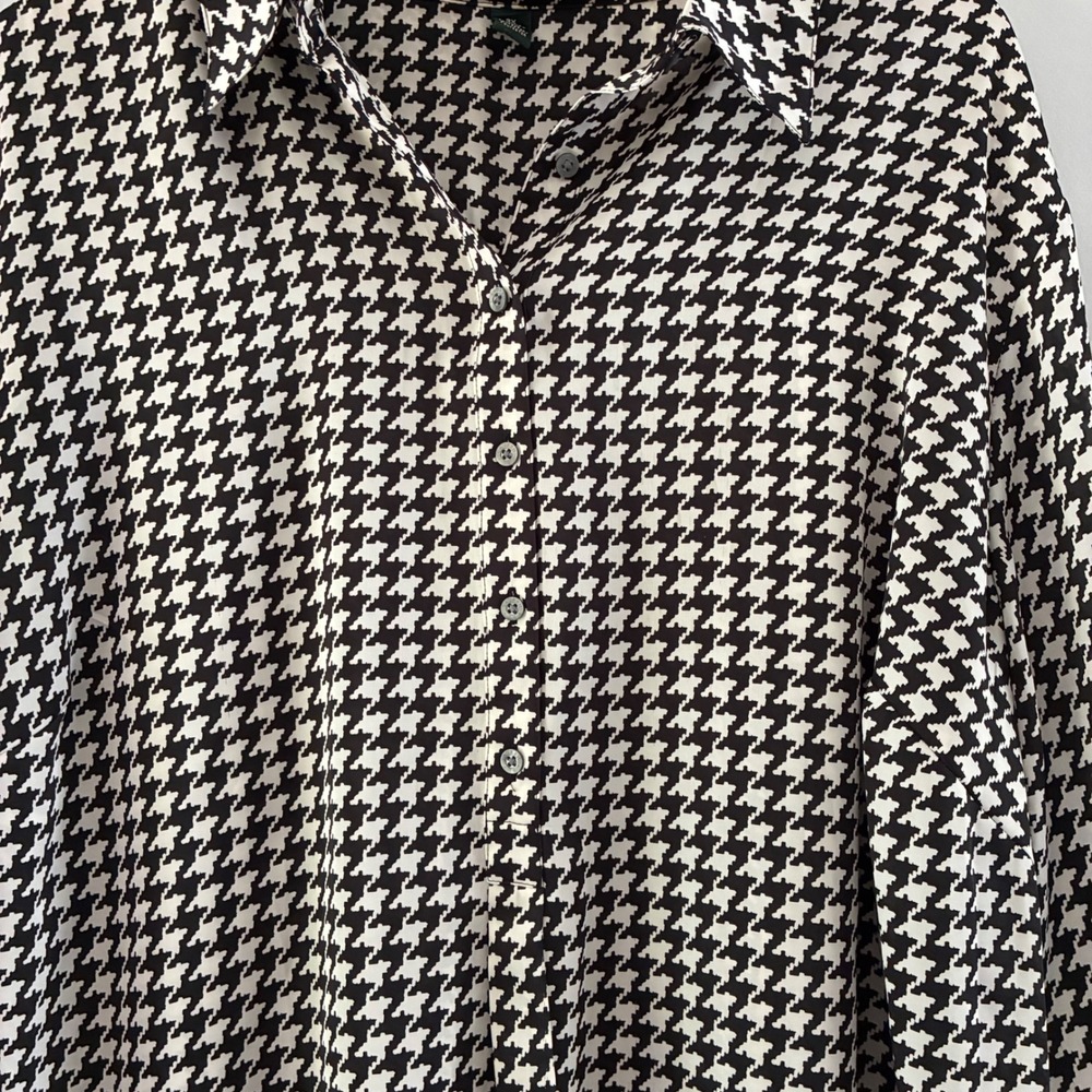 Lauren Ralph Lauren Shirt 3X Houndstooth Blouse Office Sophisticated Preppy - Picture 3 of 9